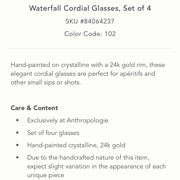 24K Gold Waterfall cordial wine glasses - Picture 3 of 6